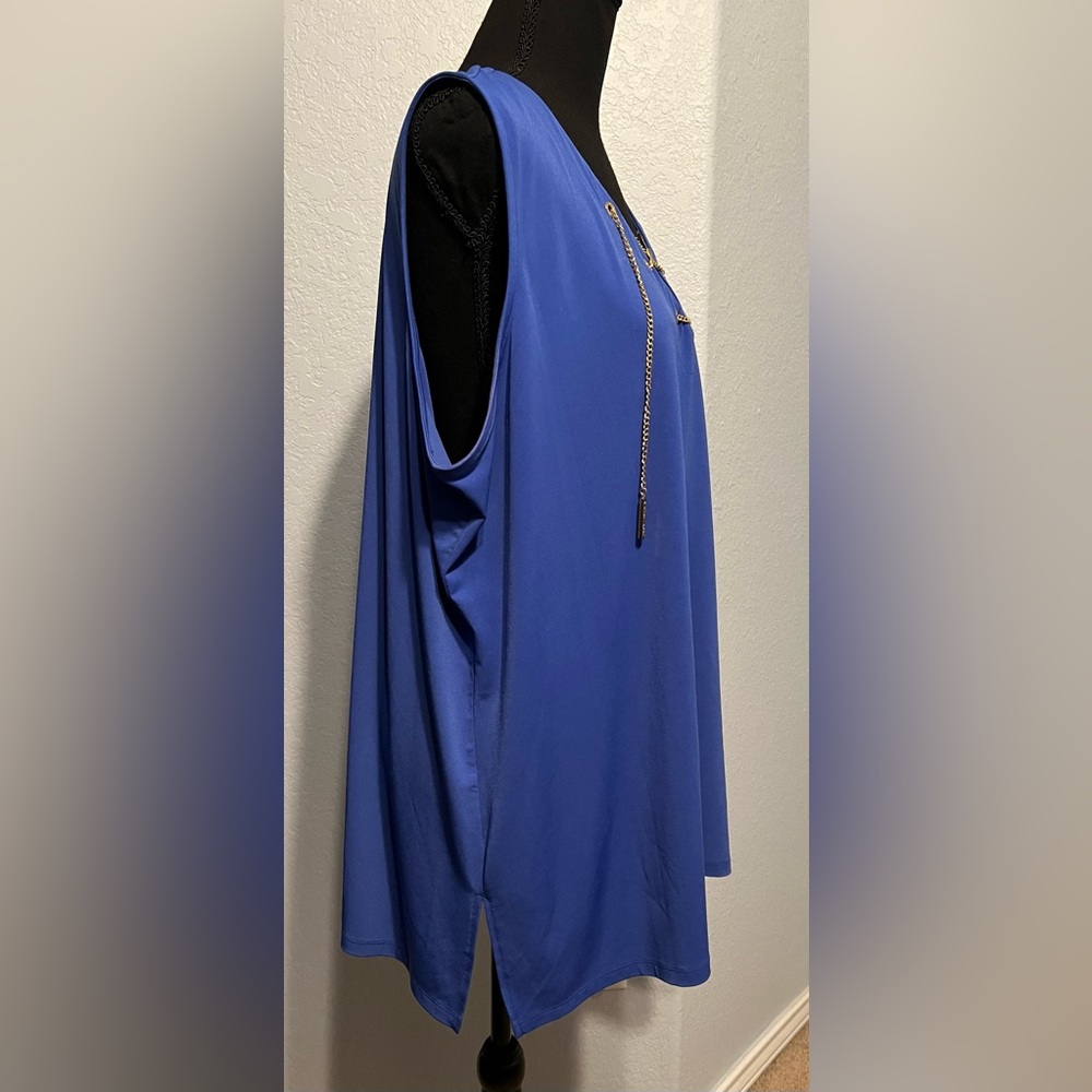 MICHAEL Michael Kors Blue Blouse with Gold Tone Chain Accents EUC - Picture 4 of 6